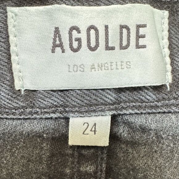 AGOLDE Lana Jeans Size 24 Faded Black Disorder Straight Button Fly Distressing - Picture 16 of 16